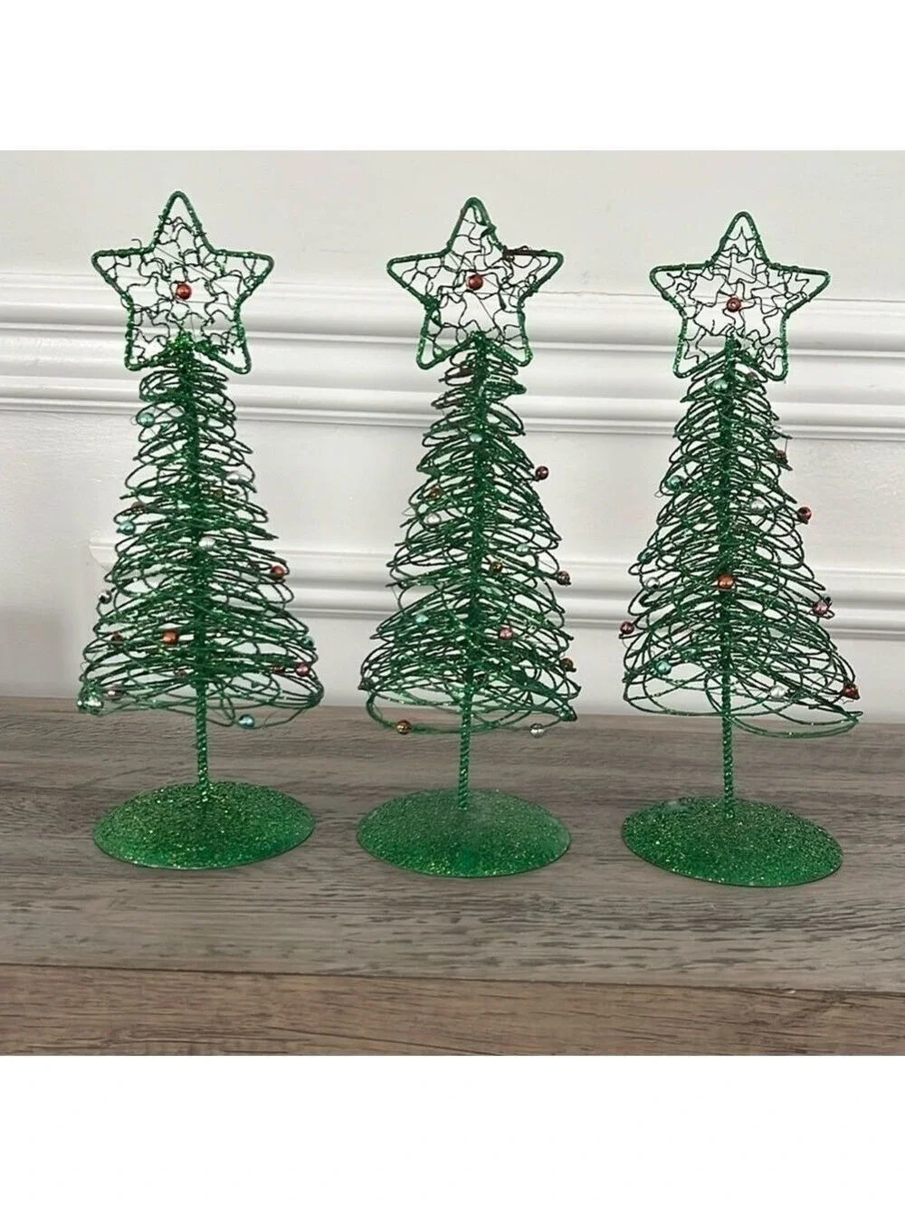 Pier 1 Imports Glitter Wire Star Christmas Tree 10 Inch Set Of 3